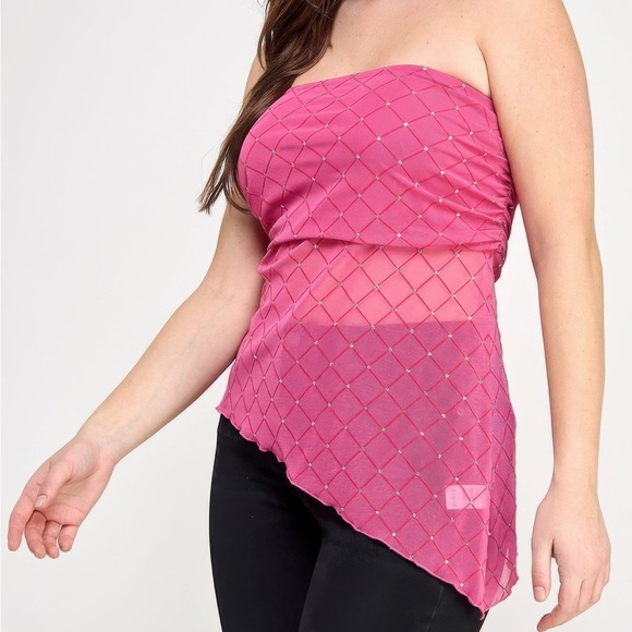 Strapless Tube Assym Hem Top - Picture 4 of 5